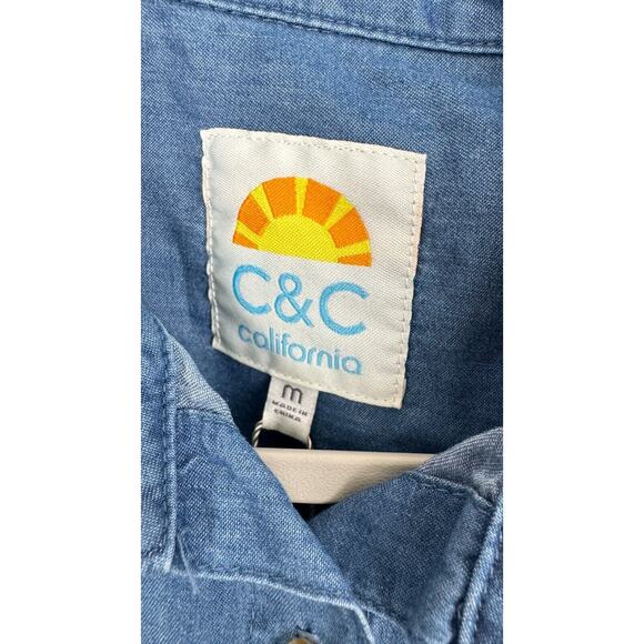 C&C California Sarah Chambray Button Up Shirt Long Sleeve Womens Size M NWT - Picture 9 of 10